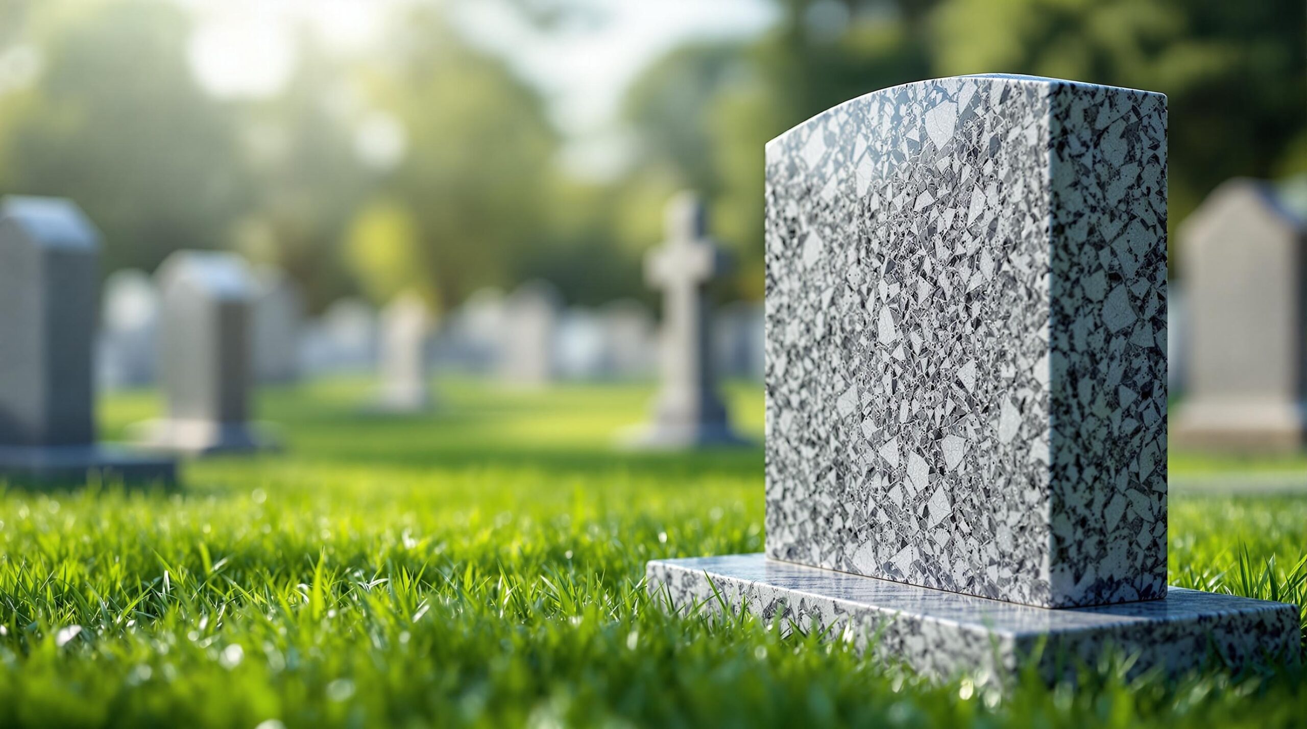 granite headstone in cemetery surrounded by grass