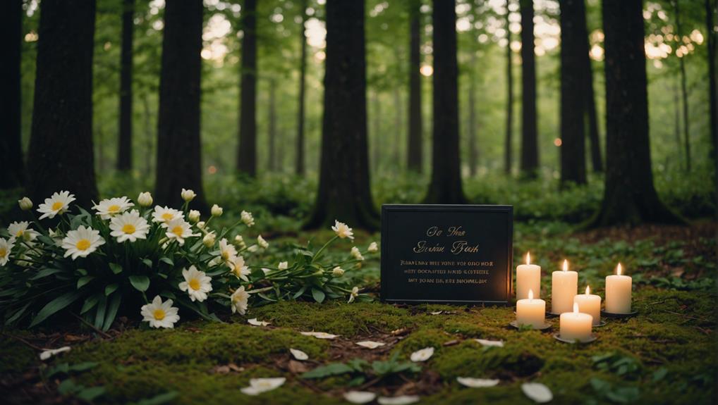 Internment of Ashes in Woodland with candles and flowers