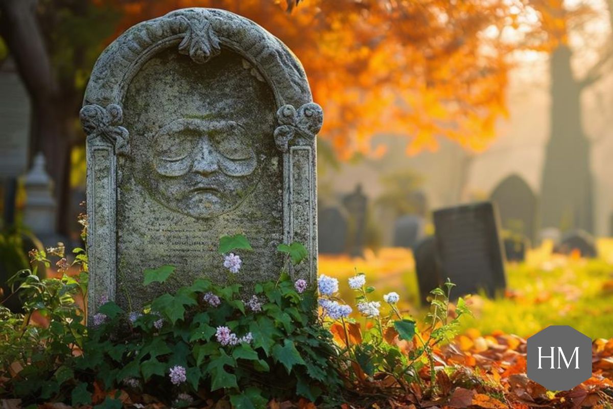 Headstone with face on it