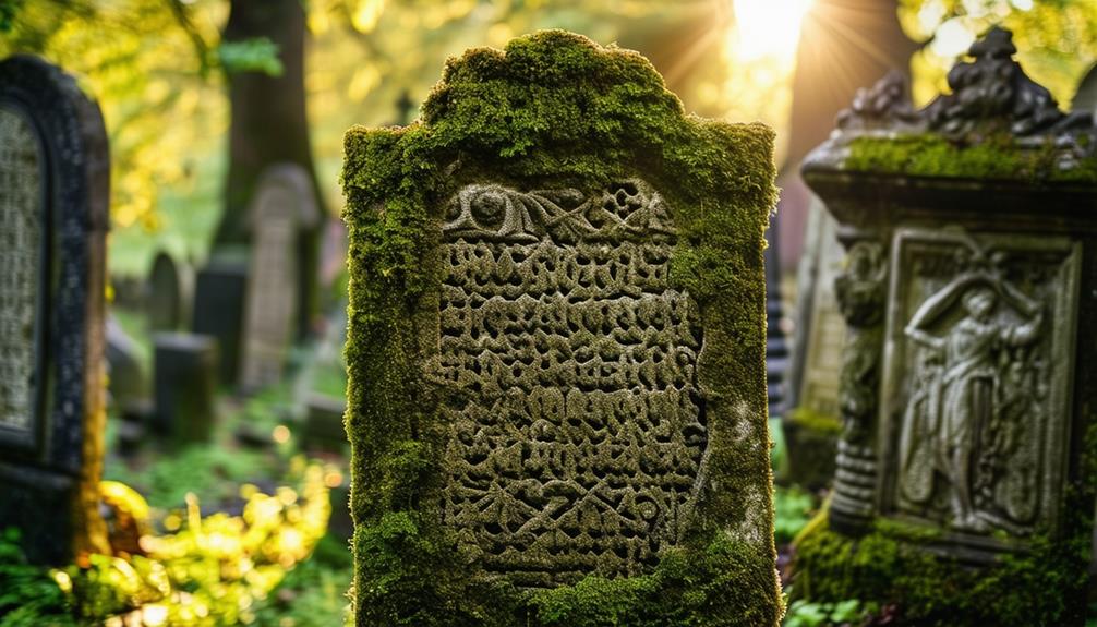 Old headstone in graveyard