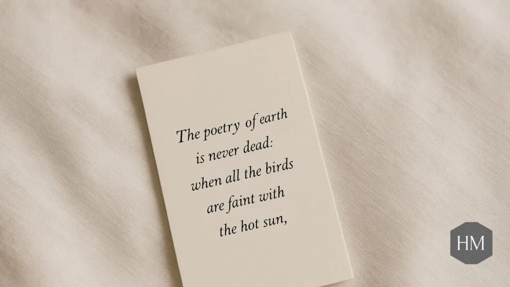 Elegant memorial card showing short funeral poem or verse