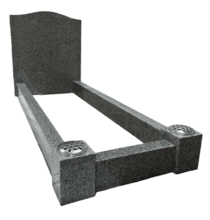 ogee top headstone with kerbs & vase posts – karin grey granite