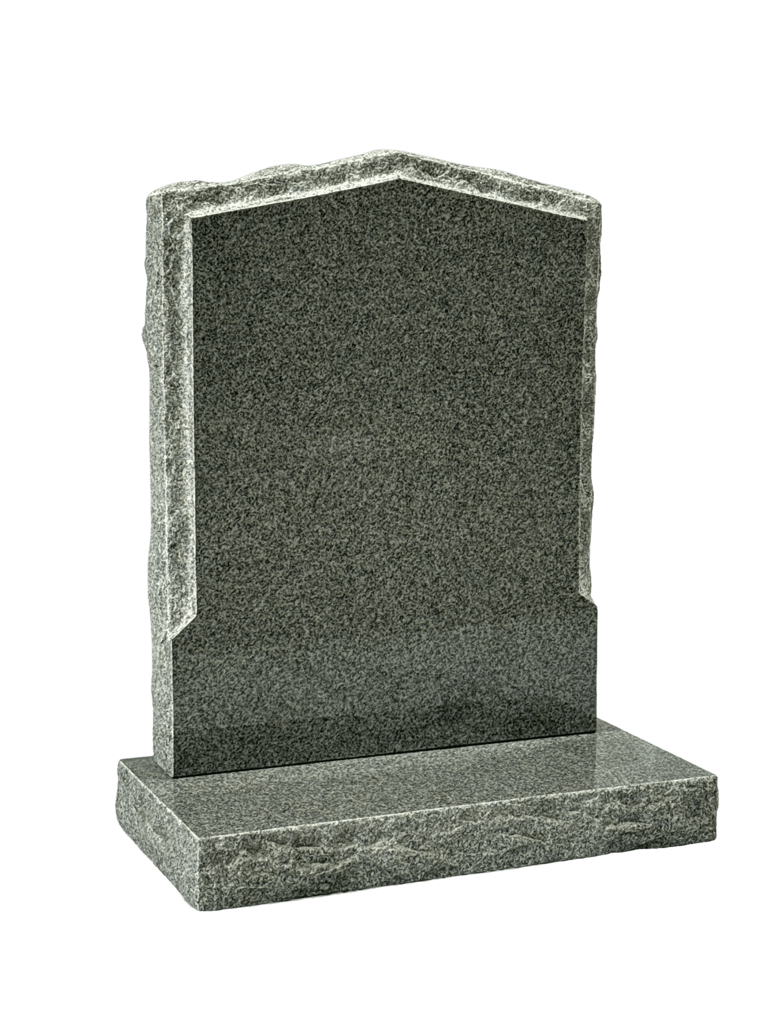peon top headstone with rustic back & sides – karin grey granite