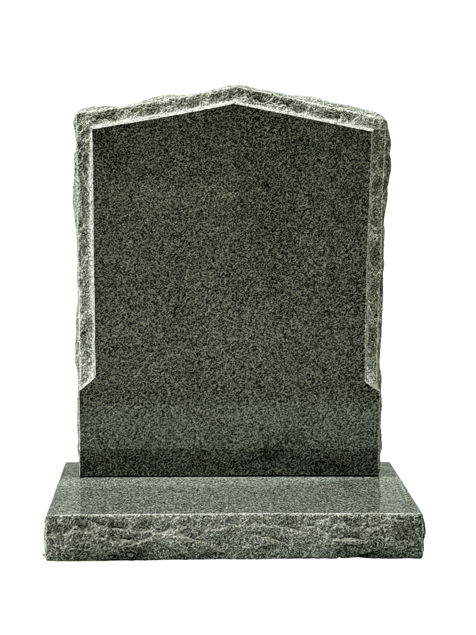 peon top headstone with rustic back & sides – karin grey granite